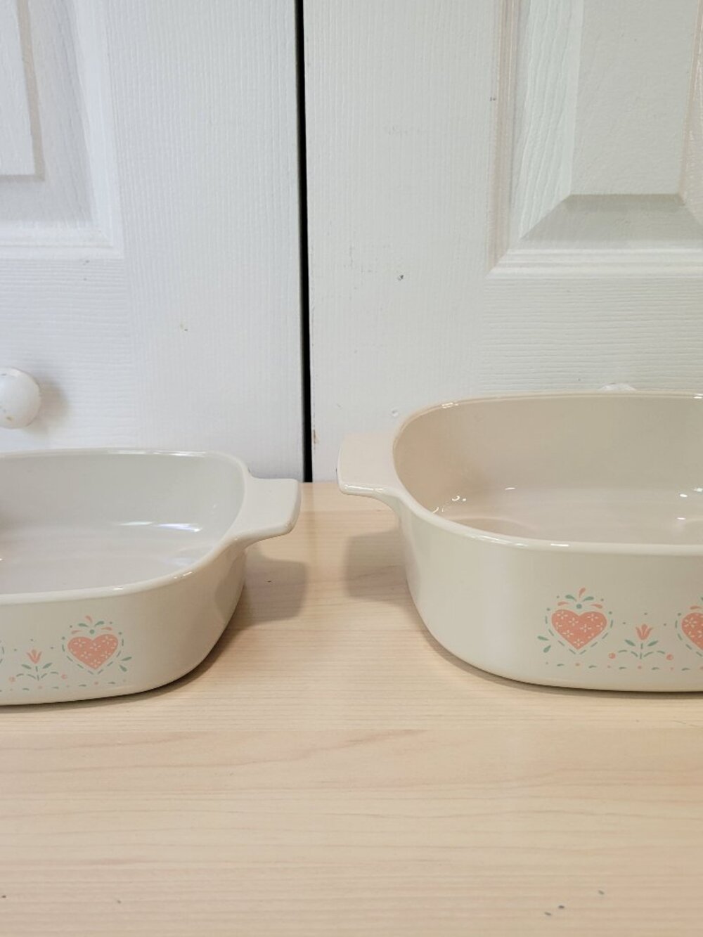Set of 2 Vintage Corning Ware "Forever Yours" Heart (1L & 2L) Casserole Dishes